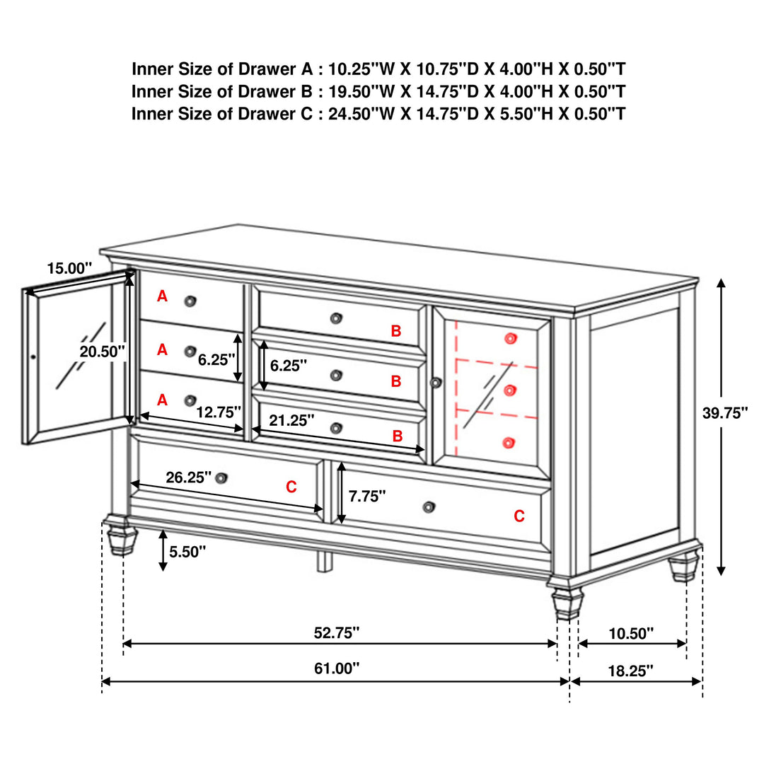 Sandy Beach 11-drawer Dresser Black