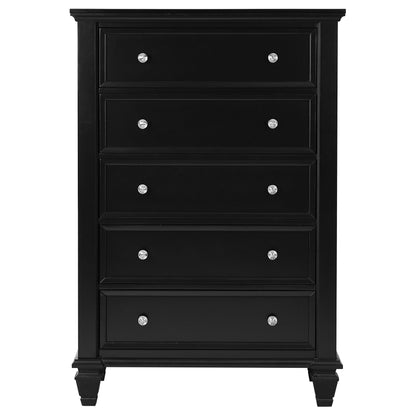 Sandy Beach 5-drawer Bedroom Chest Black