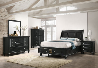 Sandy Beach Wood California King Storage Panel Bed Black