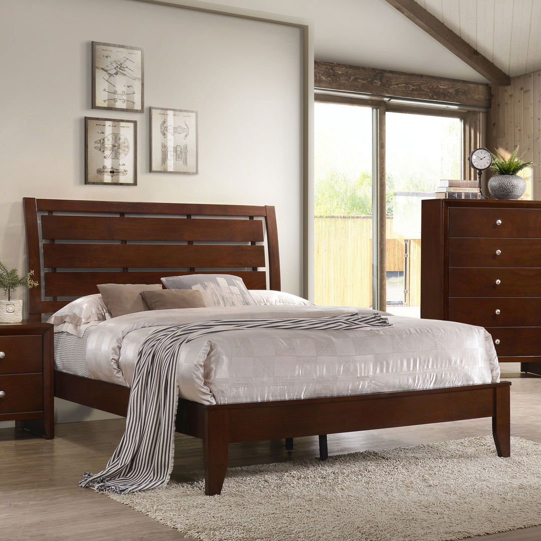 Serenity Wood California King Panel Bed Rich Merlot