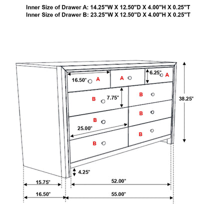 Serenity Rich Merlot Nine-Drawer Dresser