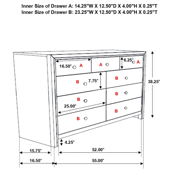 Serenity Rich Merlot Nine-Drawer Dresser