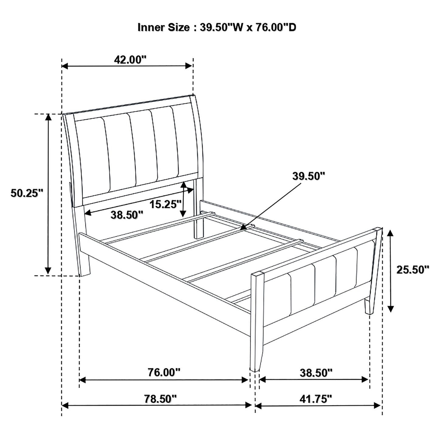 Carlton Wood Twin Panel Bed Cappuccino