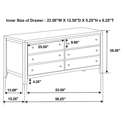 Carlton 6-drawer Dresser Cappuccino