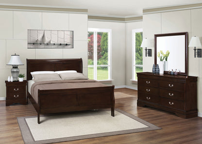 Louis Philippe Warm Brown Full Four-Piece Bedroom Set