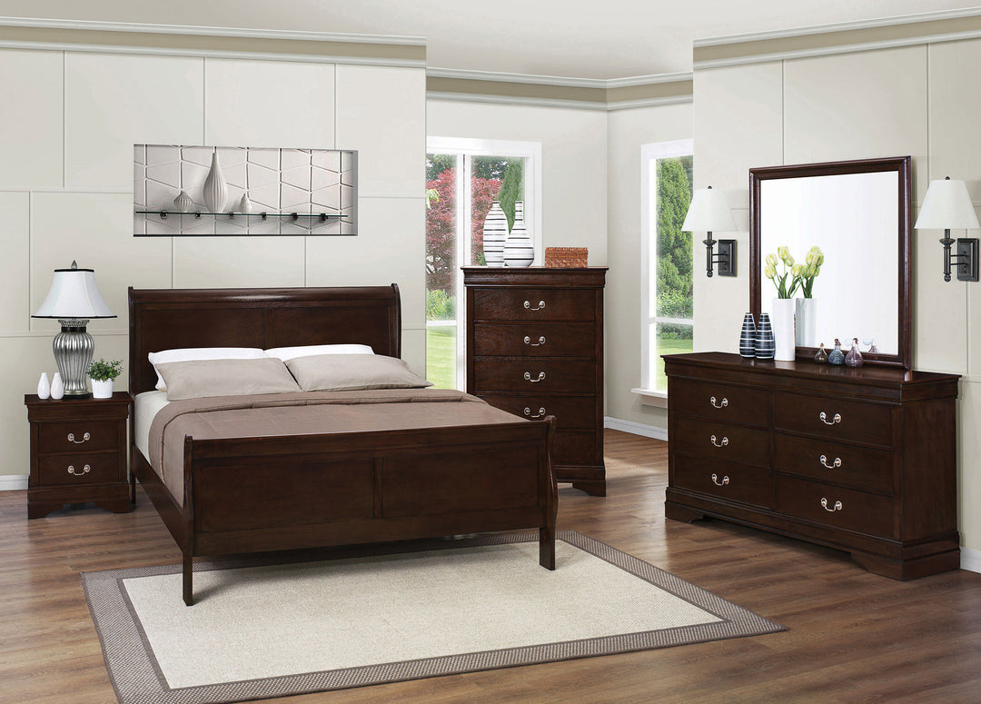 Louis Philippe Traditional Cappuccino King Four-Piece Bedroom Set