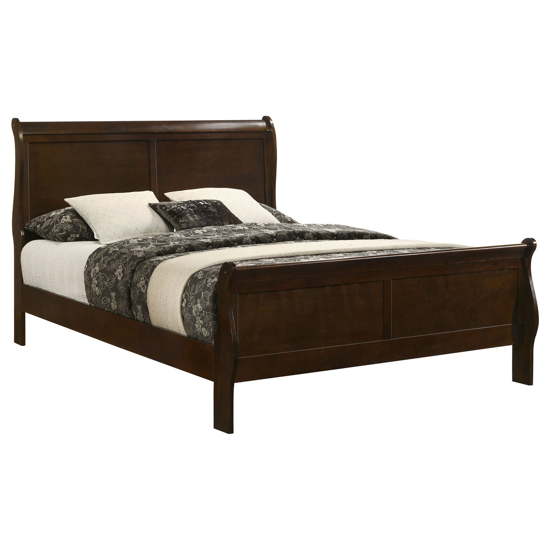 Louis Philippe Wood Queen Sleigh Bed Cappuccino