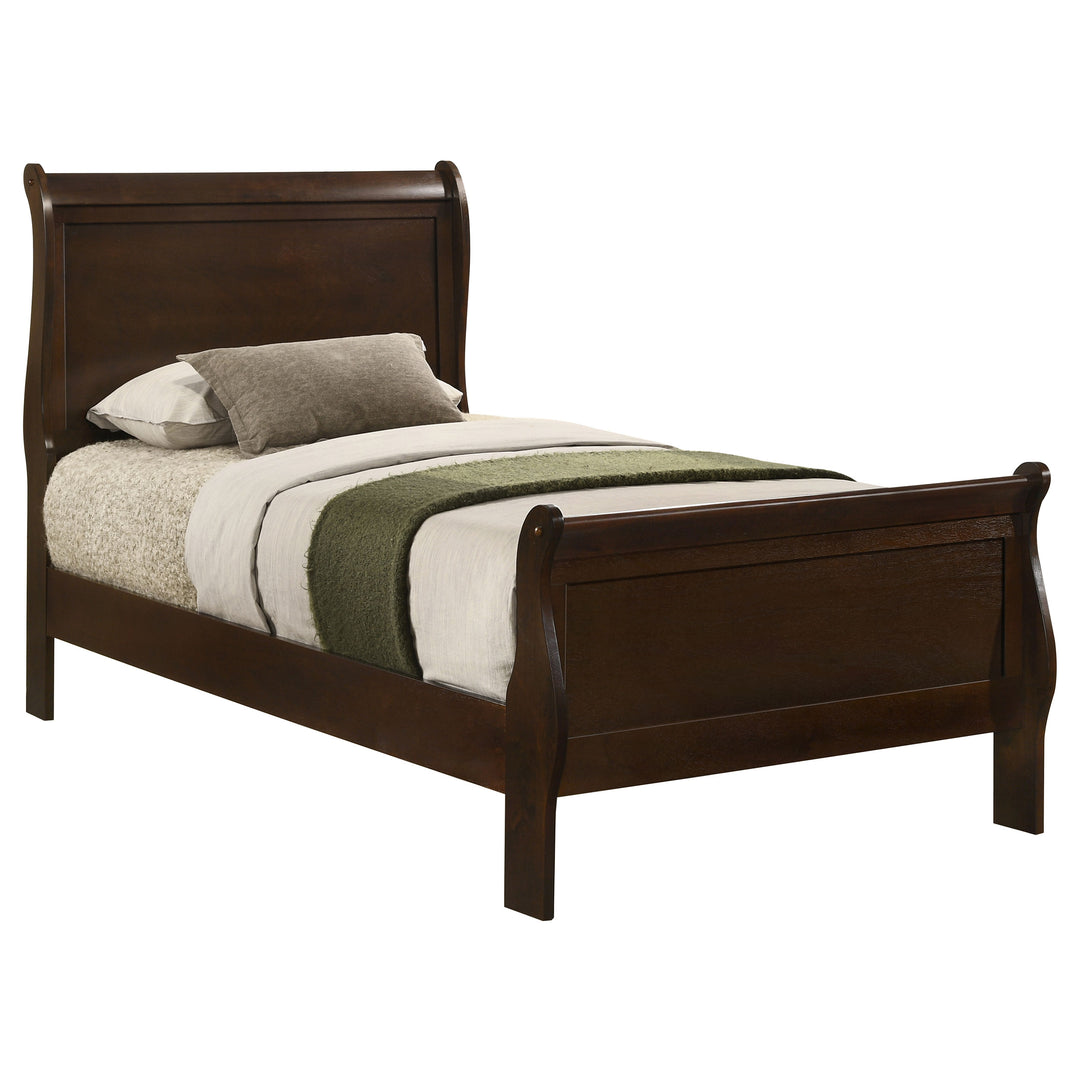 Louis Philippe Wood Twin Sleigh Bed Cappuccino