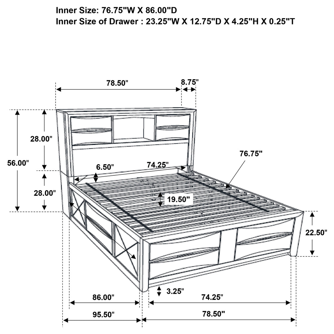 Briana Wood California King Storage Bookcase Bed Black