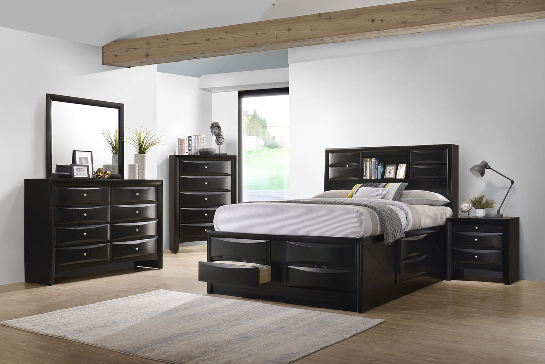 Briana Wood California King Storage Bookcase Bed Black