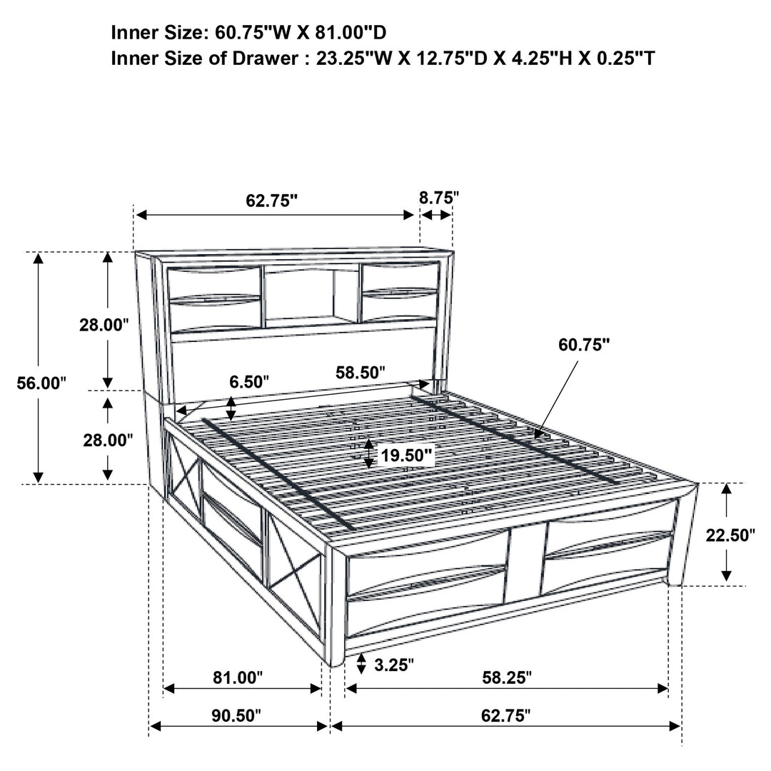 Briana Wood Queen Storage Bookcase Bed Black