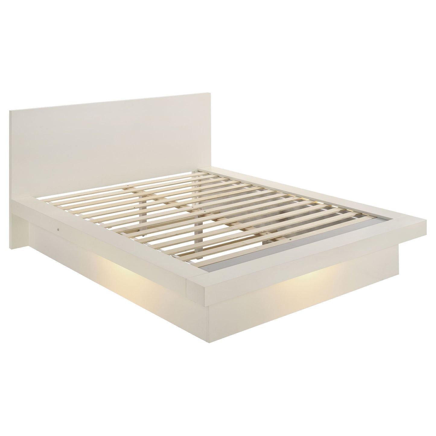 Jessica Wood California King LED Panel Bed Cream White