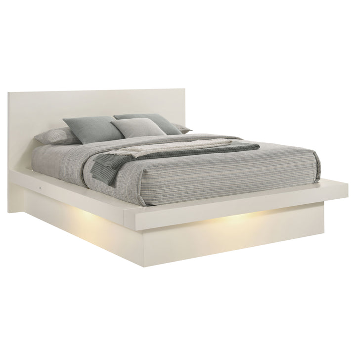 Jessica Wood California King LED Panel Bed Cream White