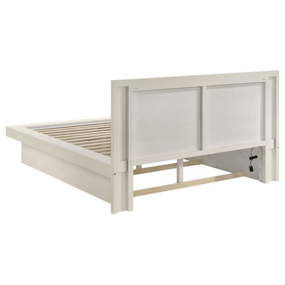 Jessica Wood California King LED Panel Bed Cream White