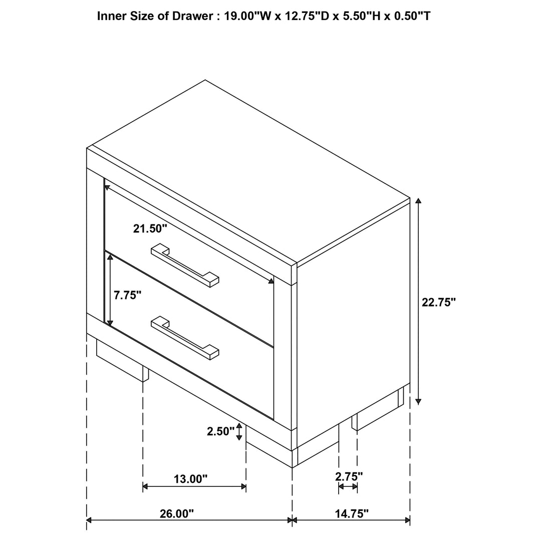 Jessica 2-drawer Nightstand Cream White