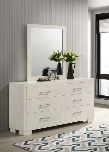 Jessica 6-drawer Dresser with Mirror Cream White