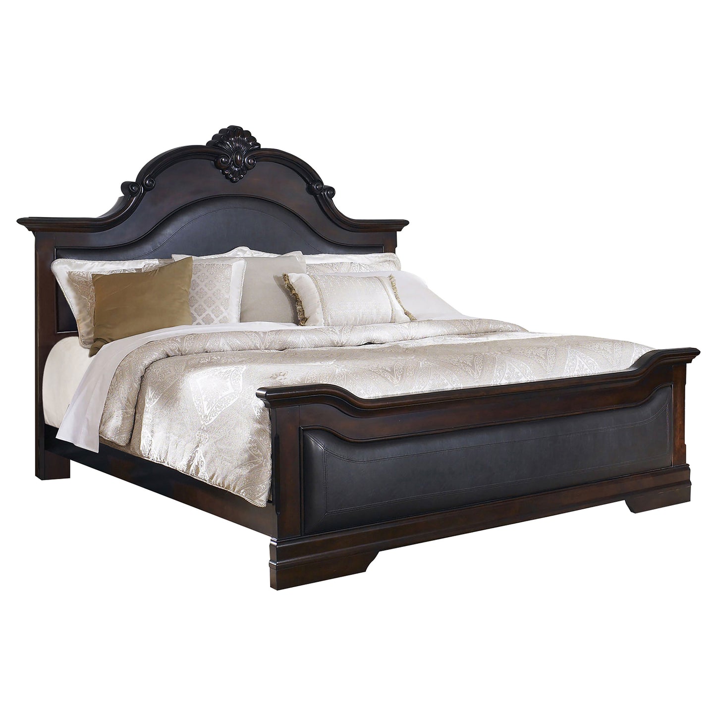 Cambridge Wood Eastern King Panel Bed Cappuccino