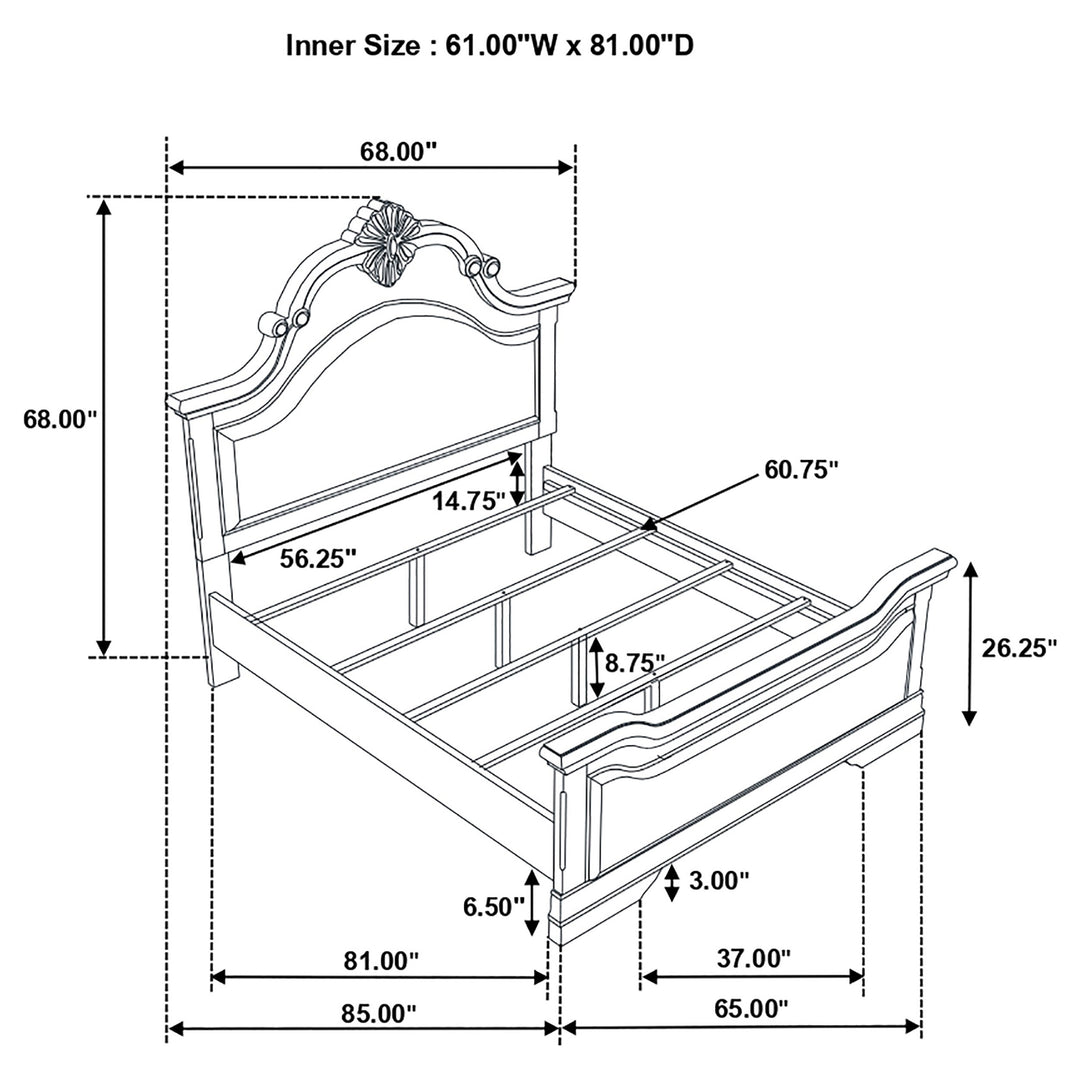 Cambridge Wood Queen Panel Bed Cappuccino