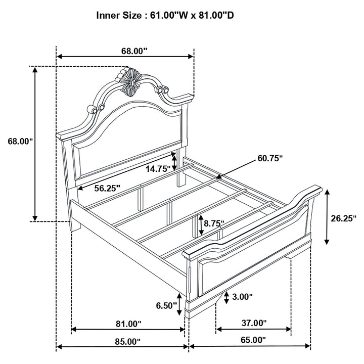 Cambridge Wood Queen Panel Bed Cappuccino