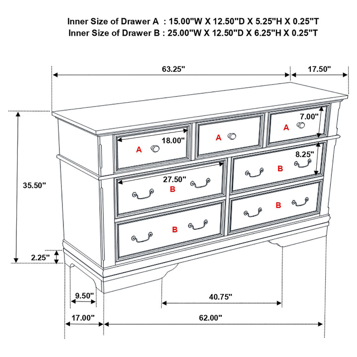 Cambridge 7-drawer Dresser Cappuccino