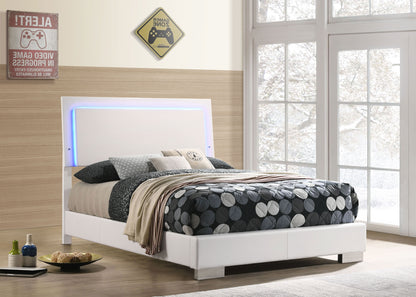 Felicity Wood Full LED Panel Bed White High Gloss