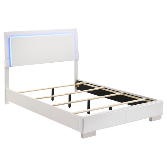 Felicity Wood Full LED Panel Bed White High Gloss