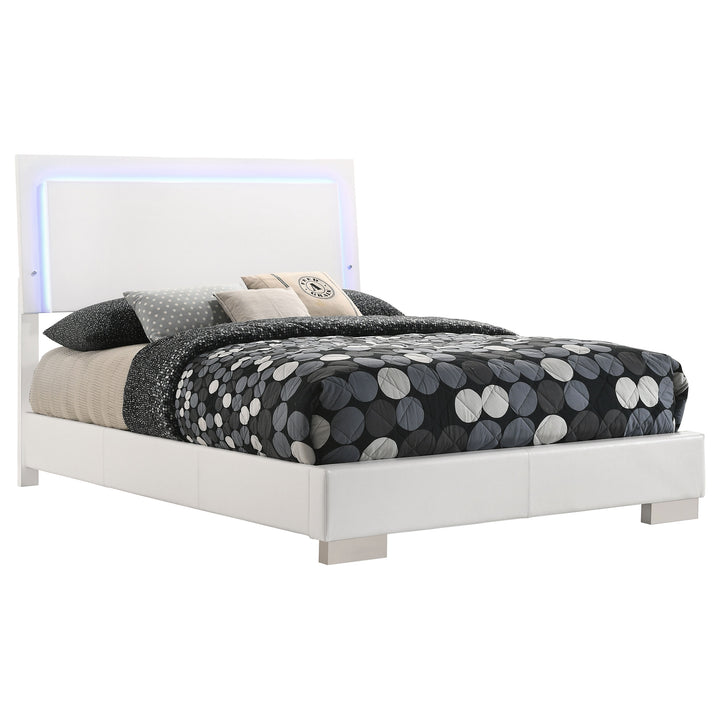 Felicity Wood Full LED Panel Bed White High Gloss