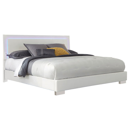 Felicity Wood California King LED Panel Bed White High Gloss