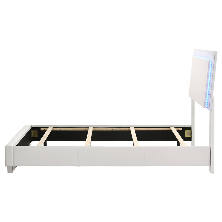 Felicity Wood Twin LED Panel Bed White High Gloss