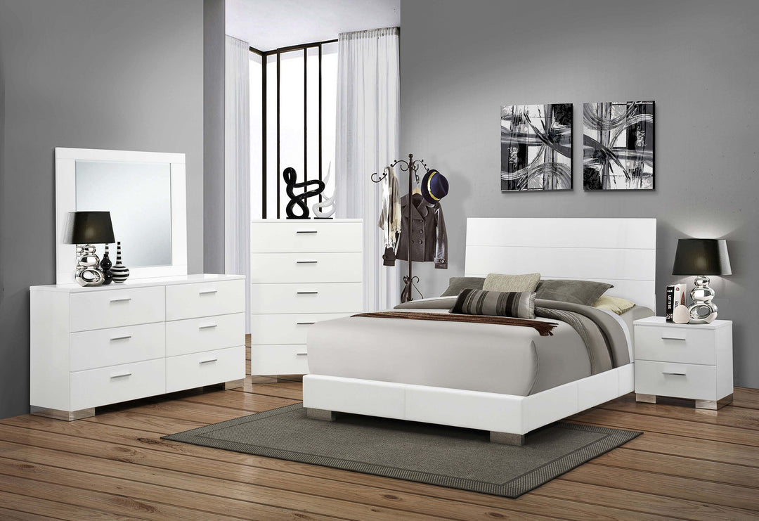 Felicity Contemporary White Eastern King Five-Piece Set