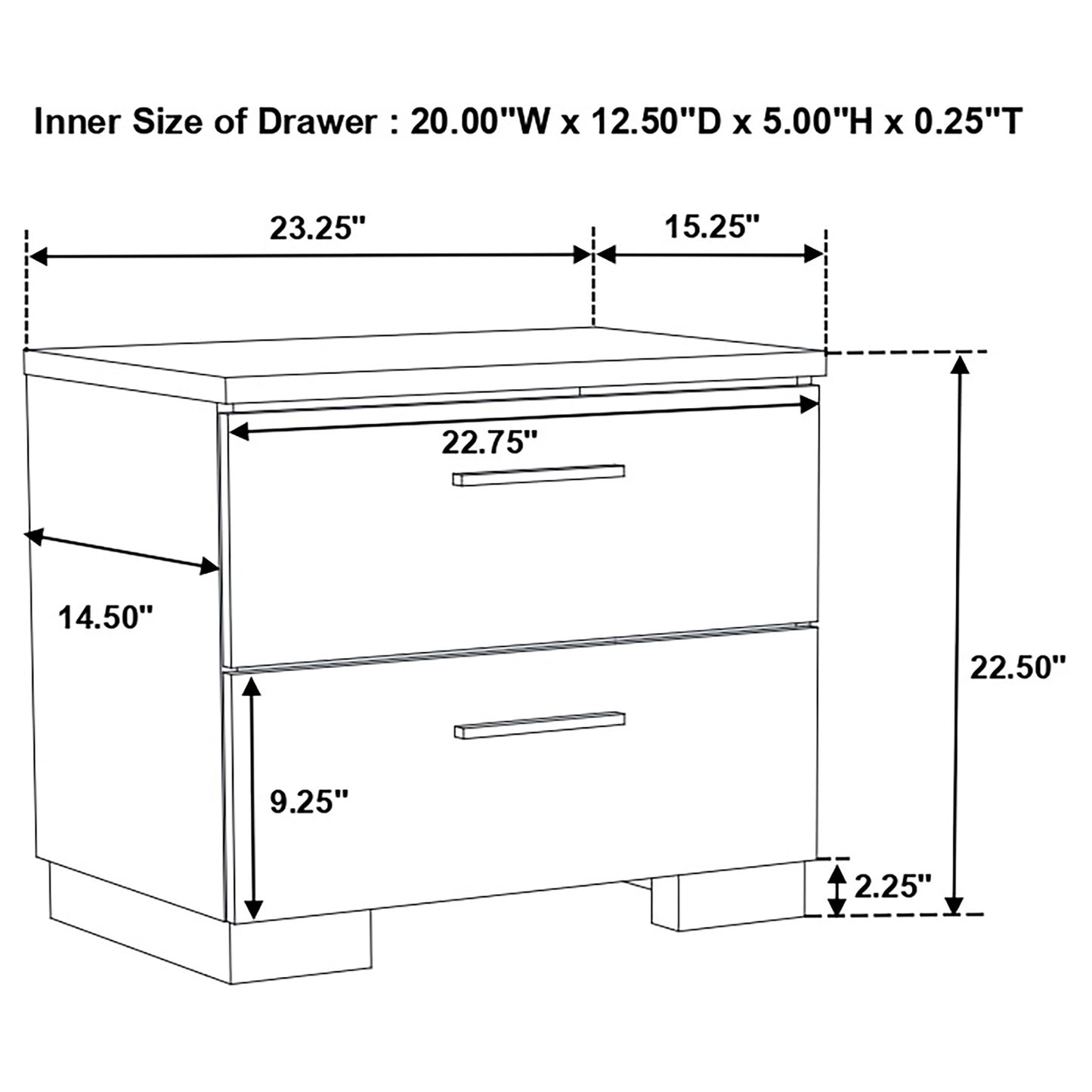 Felicity Contemporary Two-Drawer Nightstand