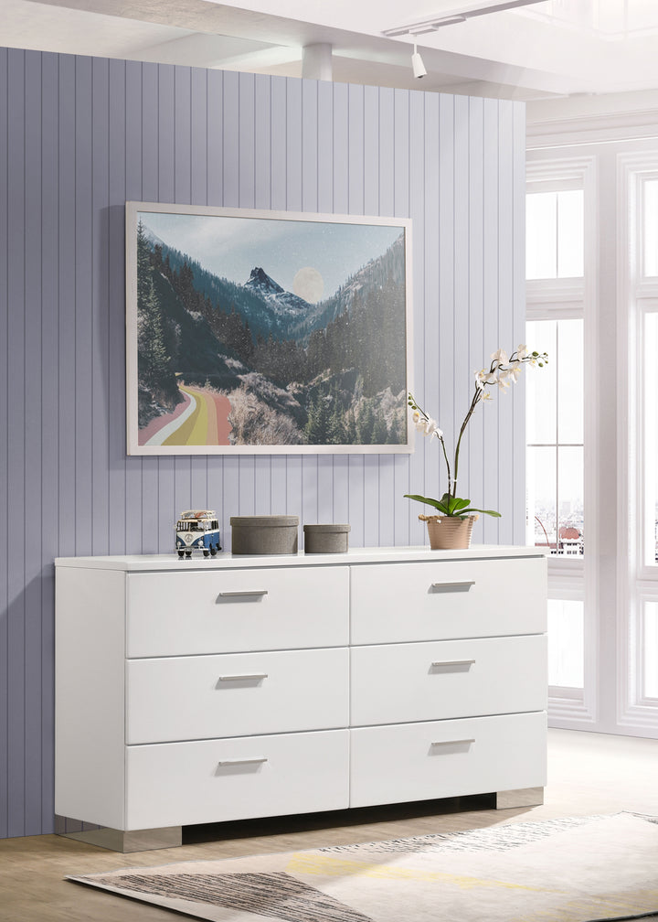 Felicity 6-drawer Dresser White High Gloss