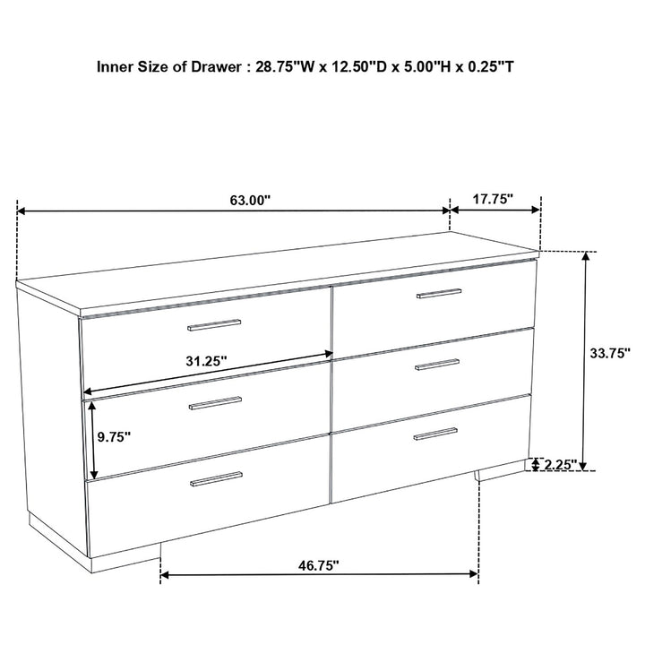 Felicity Contemporary Six-Drawer Dresser