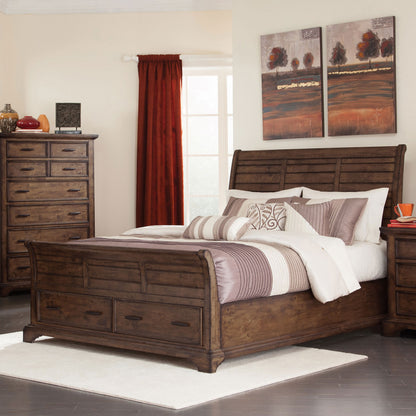 Elk Grove Eastern King Storage Sleigh Bed Vintage Bourbon