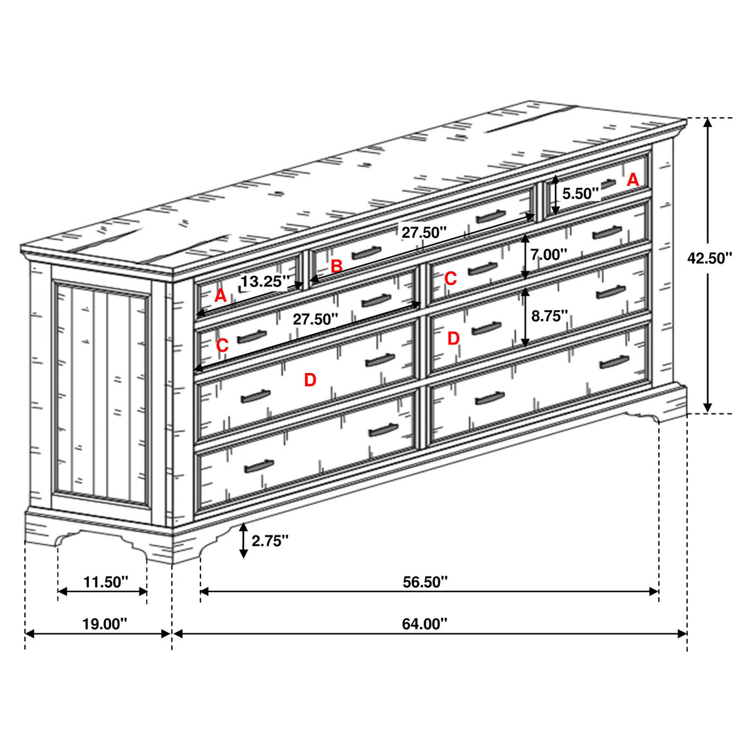 Elk Grove 9-drawer Dresser Vintage Bourbon