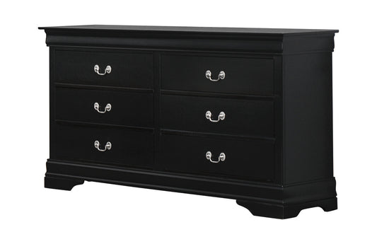 Louis Philippe Black Six-Drawer Dresser