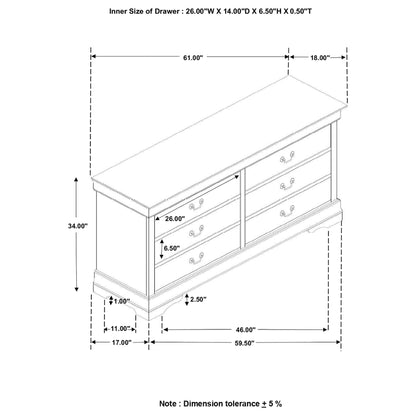 Louis Philippe Black Six-Drawer Dresser