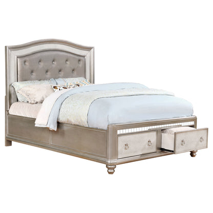 Bling Game Eastern King Storage Panel Bed Metallic Platinum