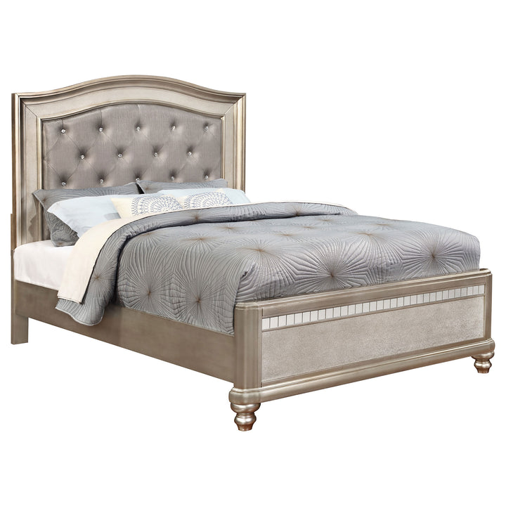 Bling Game Wood Eastern King Panel Bed Metallic Platinum