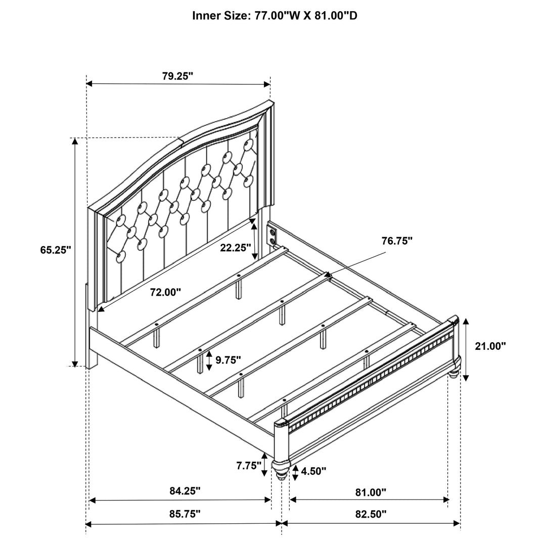 Bling Game Wood Eastern King Panel Bed Metallic Platinum