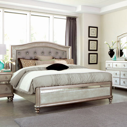 Bling Game Wood California King Panel Bed Metallic Platinum