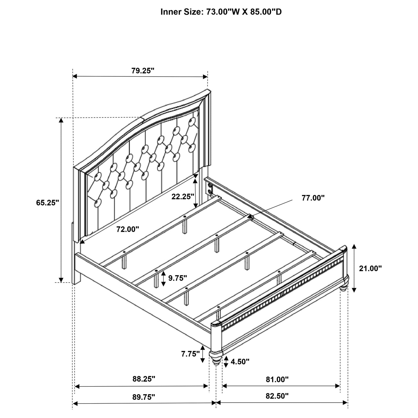 Bling Game Wood California King Panel Bed Metallic Platinum