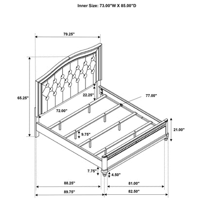 Bling Game Wood California King Panel Bed Metallic Platinum