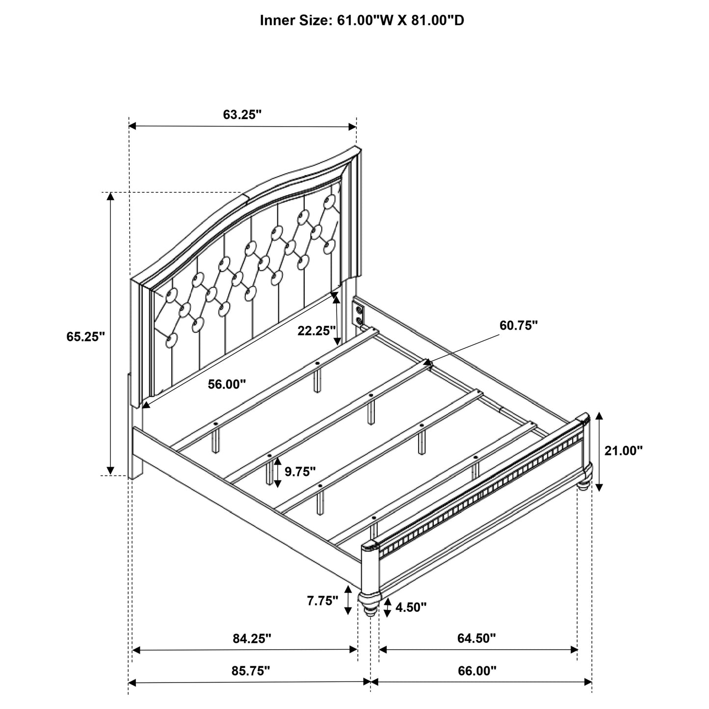 Bling Game Wood Queen Panel Bed Metallic Platinum