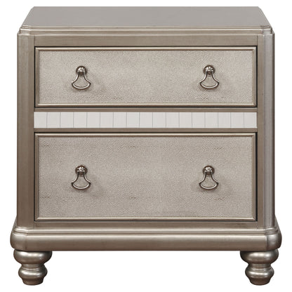 Bling Game 2-drawer Nightstand Metallic Platinum