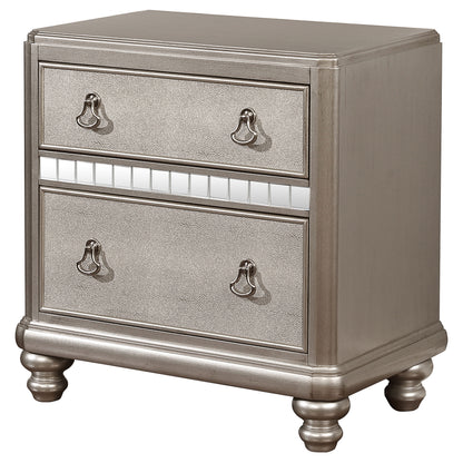 Bling Game 2-drawer Nightstand Metallic Platinum