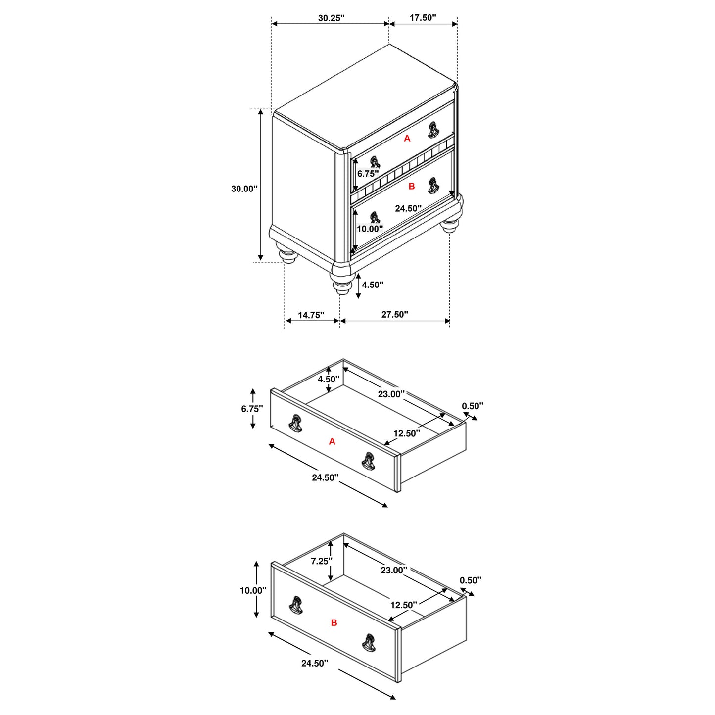 Bling Game 2-drawer Nightstand Metallic Platinum