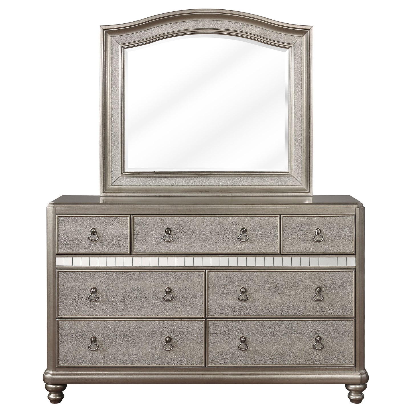 Bling Game 7-drawer Dresser with Mirror Metallic Platinum