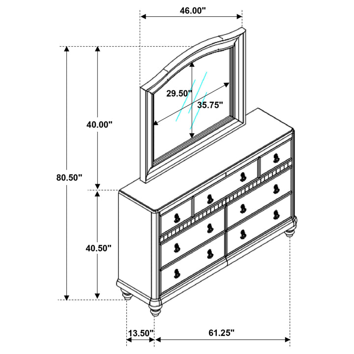 Bling Game 7-drawer Dresser with Mirror Metallic Platinum