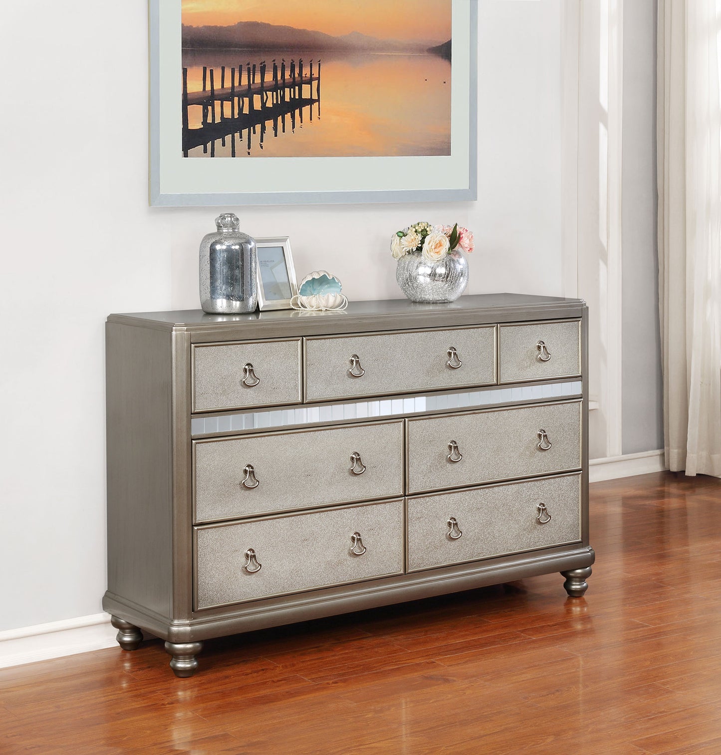 Bling Game 7-drawer Dresser Metallic Platinum